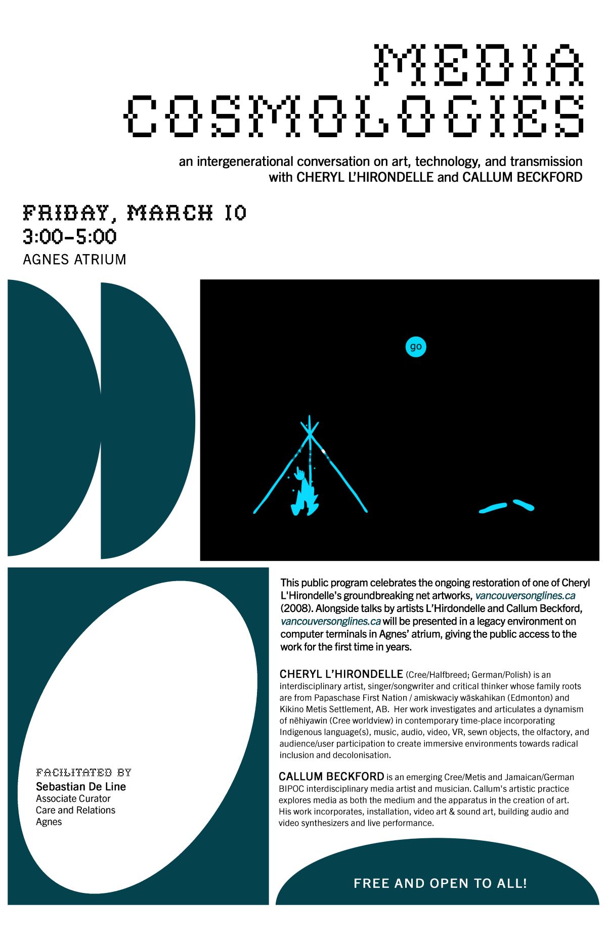 Event poster for Media Cosmologies
